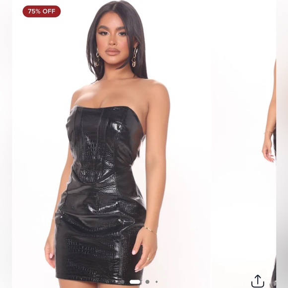Fashion Nova Dresses & Skirts - Fashion Nova Strapless Black Croc-Embossed Dress (Clarissa Croc Dress)